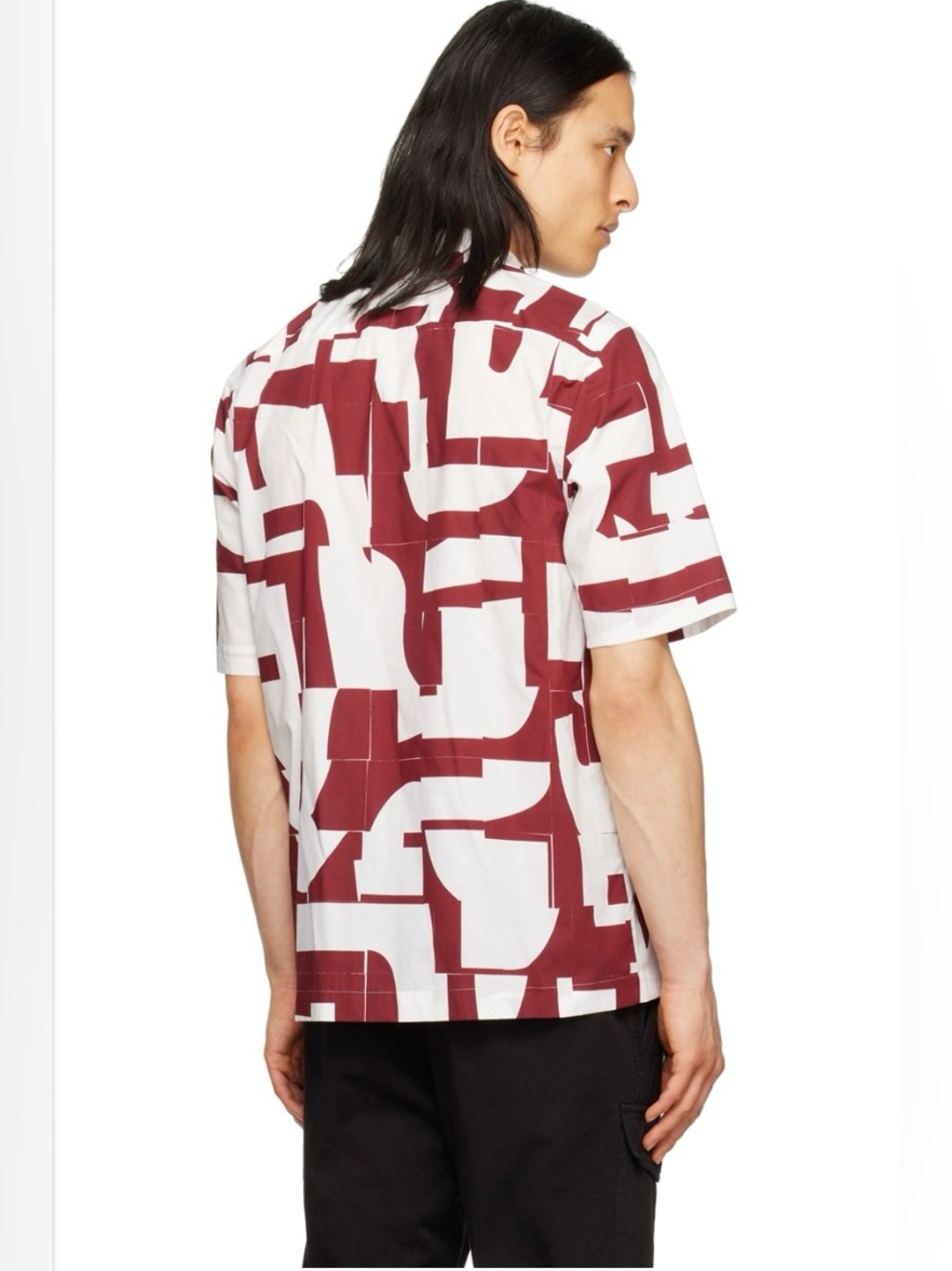 Dries Van Noten white and burgundy graphic short sleeve shirt. Size 46 IT - Picture 2 of 7